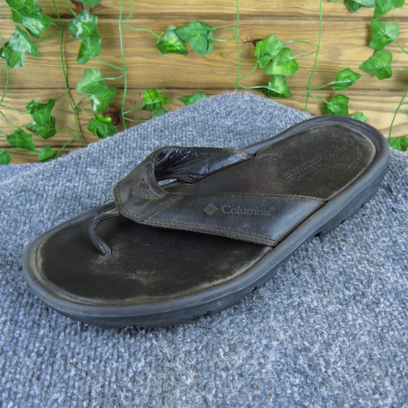 Columbia‎ Men's  Flip Flop Brown Leather Size 10 Medium  Used 2025 - Picture 1 of 6